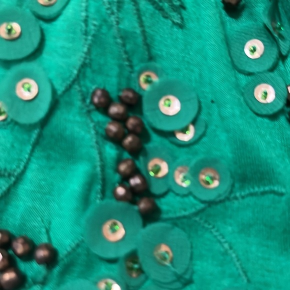 NWOT Leifnotes Kelly green cold shoulder beaded blossom top xs Nordstrom - Picture 15 of 15